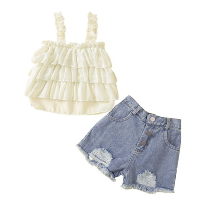 Toddler Girl Outfits Summer Kids Baby Spring Solid Cotton Sleeveless Shorts Jeans Clothes for Girls Size 2-3T