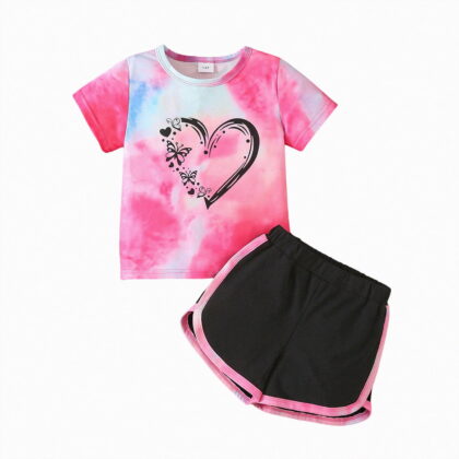 UAYOTSE 1T 2T 3T 4T 5T 6T Toddler Baby Girl Summer Clothes Set Short Sleeve T-shirt Tops Pants Little Kids School Wear Outfits 2Pcs,Sizes 6-7 Years