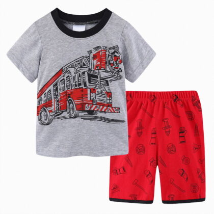 UAYOTSE Toddler Boy Summer Clothes Outfits Kids Cotton Short Sleeve Shirt Shorts Set 2 7 Years,Sizes 6-7 Years