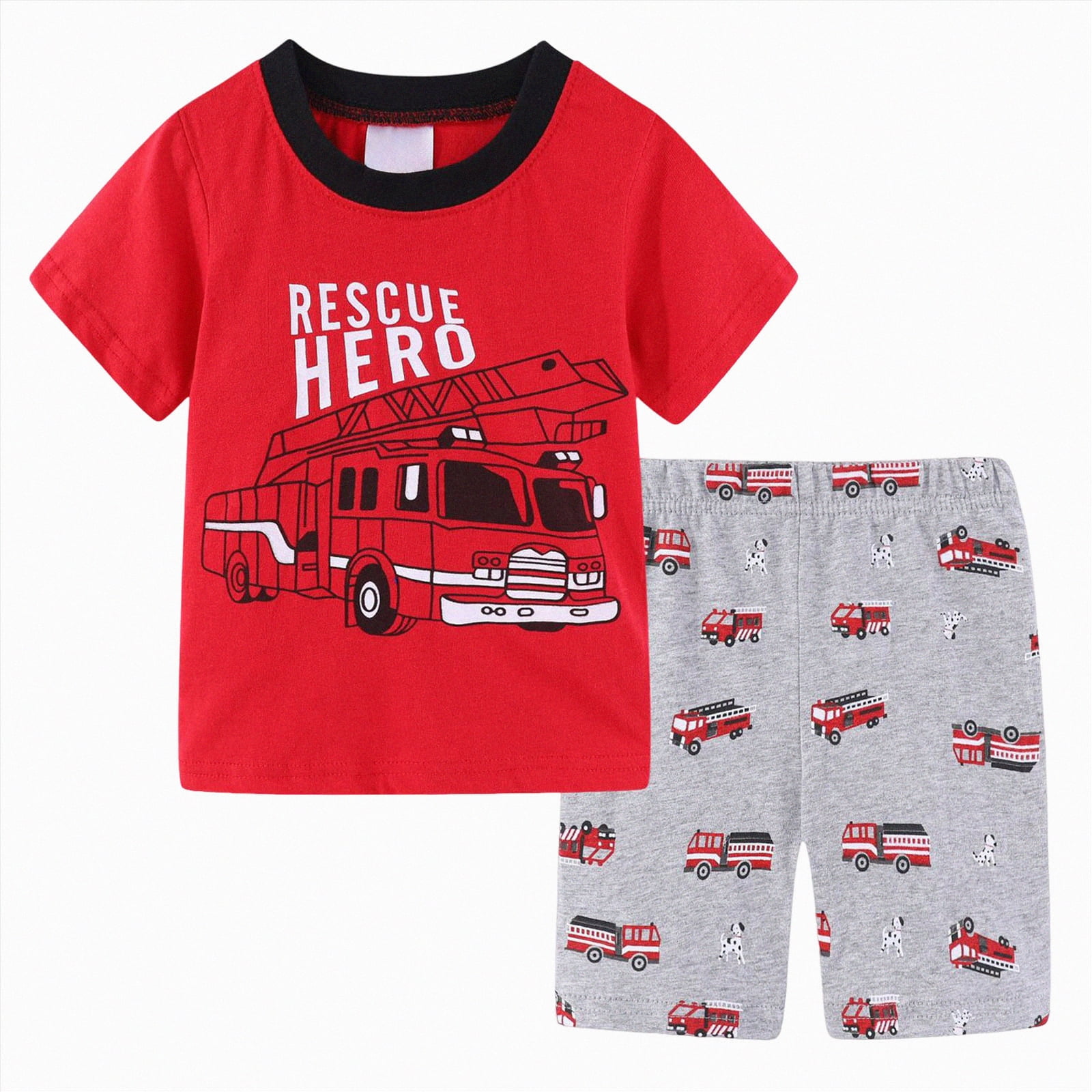 UAYOTSE Toddler Boy Summer Clothes Outfits Kids Cotton Short Sleeve Shirt Shorts Set 2 7 Years,Sizes 7-8 Years