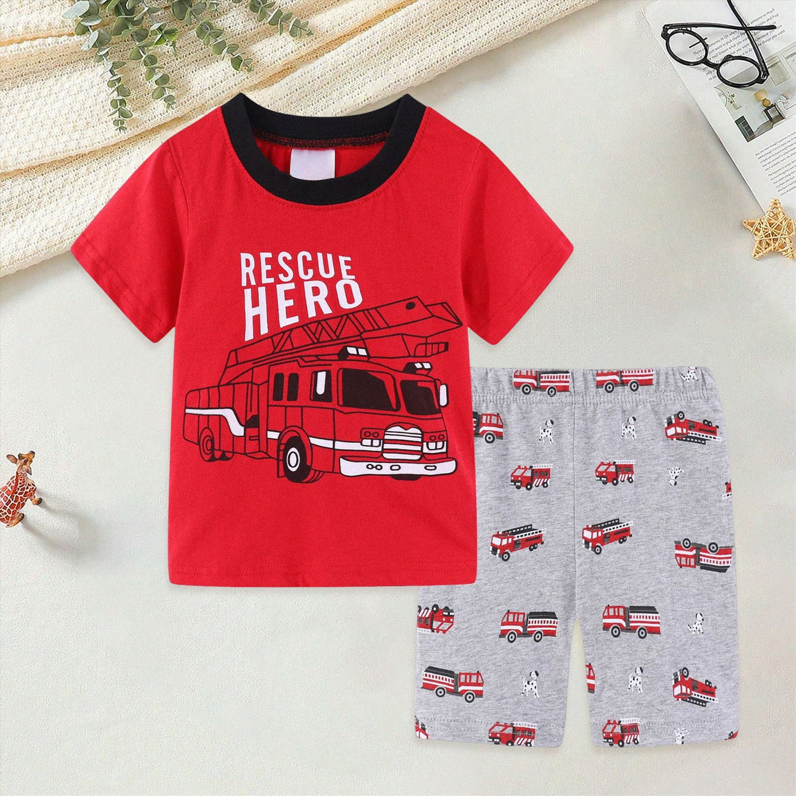 UAYOTSE Toddler Boy Summer Clothes Outfits Kids Cotton Short Sleeve Shirt Shorts Set 2 7 Years,Sizes 7-8 Years - Image 2