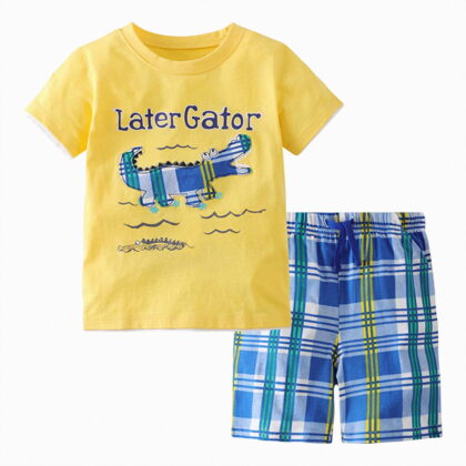 UAYOTSE Toddler Boy Summer Clothes Outfits Kids Cotton Short Sleeve Shirt Shorts Set 3 8 Years,Sizes 4-5 Years