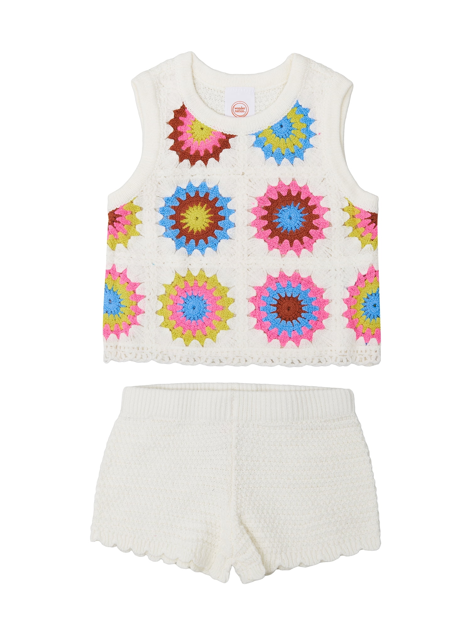 Wonder Nation Toddler Girl Crochet Tank and Short Set, Sizes 12M-5T