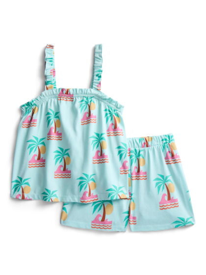 Wonder Nation Toddler Girls Ribbed Tank Top and Shorts 2-Piece Set, Sizes 12M–5T
