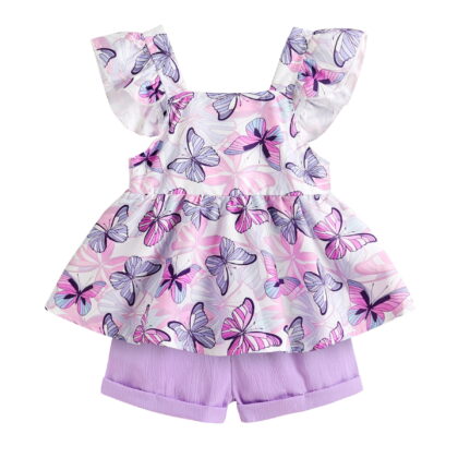 Younger Tree Baby Girl Clothes Outfits Summer Sleeveless Ruffle Bowknot Dress Top Shorts Set 2PCS for 18-24 Months
