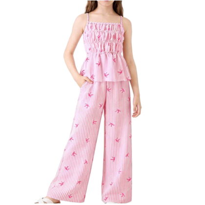 ZOYOEN Girls Halter Tank Tops and Pants Outfit Sets- Casual Print Cute Kids Summer Clothes Pink Size 6-14