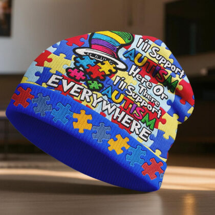 DRS Autism Awareness Beanie Hat - Soft Stretchable Winter Cap