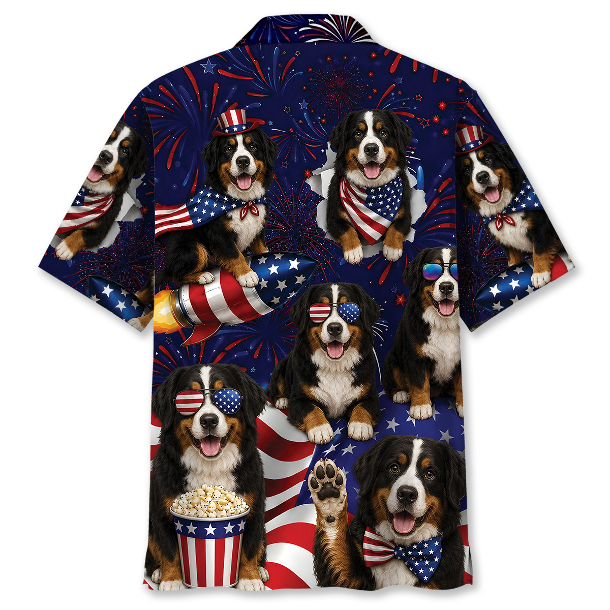 Bernese Mountain Dog Hawaiian Shirt - 4th of July Summer Beach Shirt - Image 3