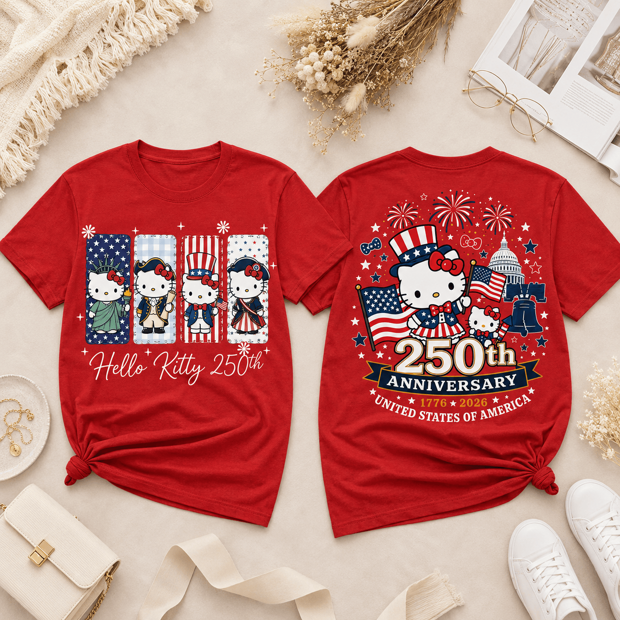 Hello Kitty 250 Years Of Freedom All Over Print T-Shirt