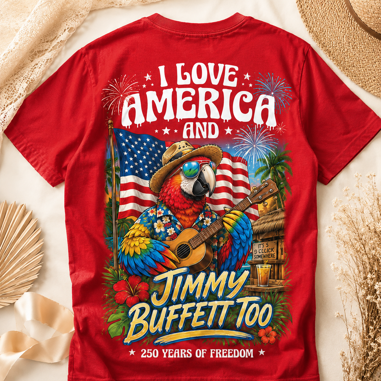 Jimmy Buffett 250 Years Of Freedom 3D Print T-Shirt - Image 3