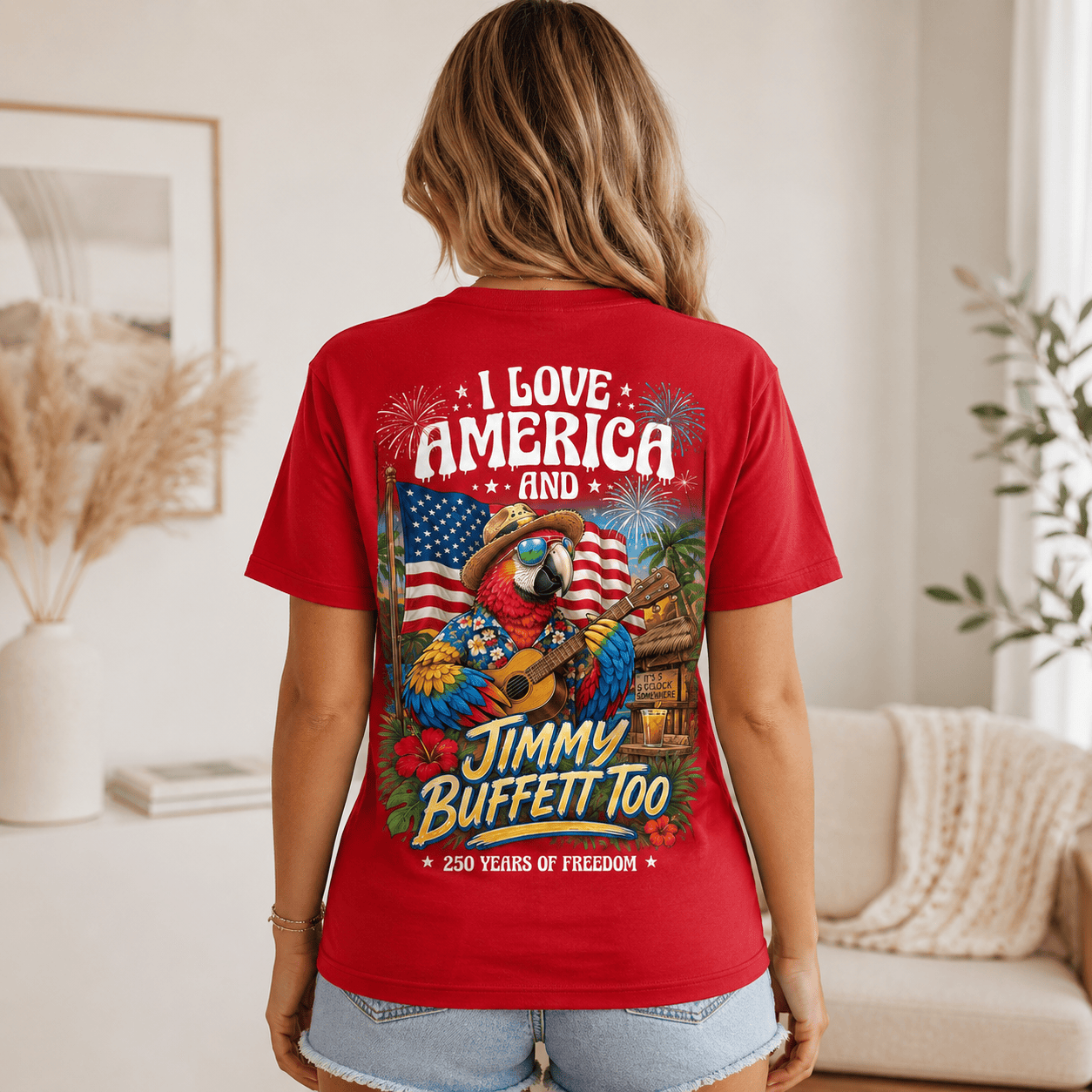 Jimmy Buffett 250 Years Of Freedom 3D Print T-Shirt - Image 5