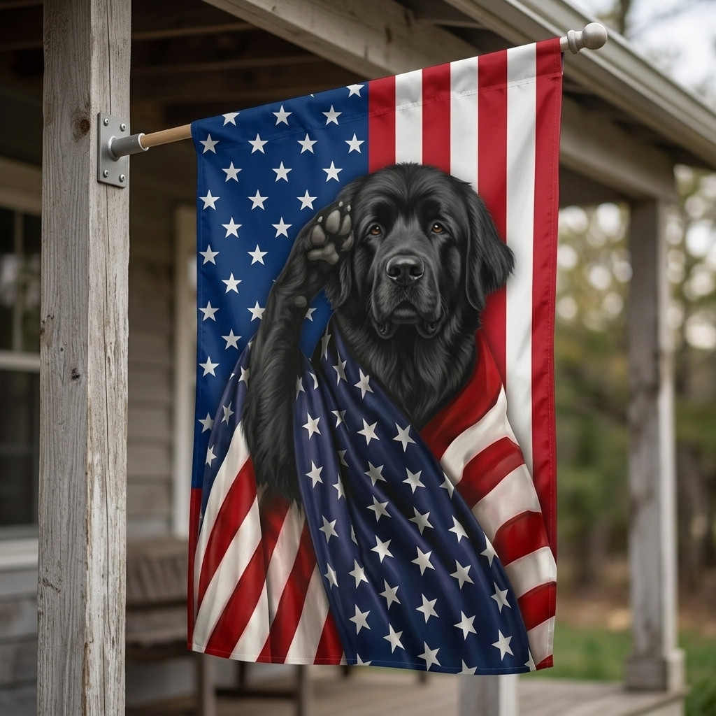 Newfoundland Dog Hawaiian Shirt Flag - Double-Sided, Weather-Resistant - Image 3