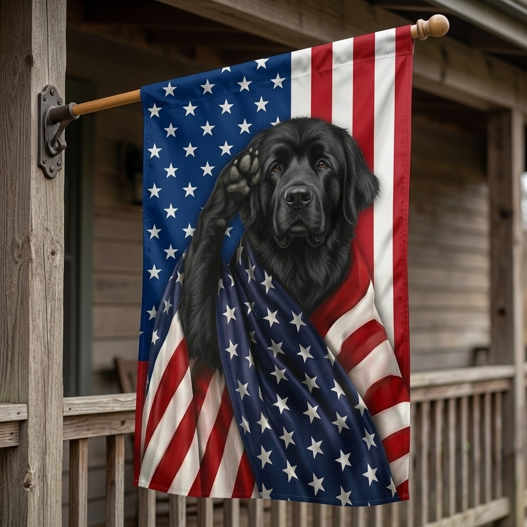 Newfoundland Dog Hawaiian Shirt Flag - Double-Sided, Weather-Resistant - Image 4