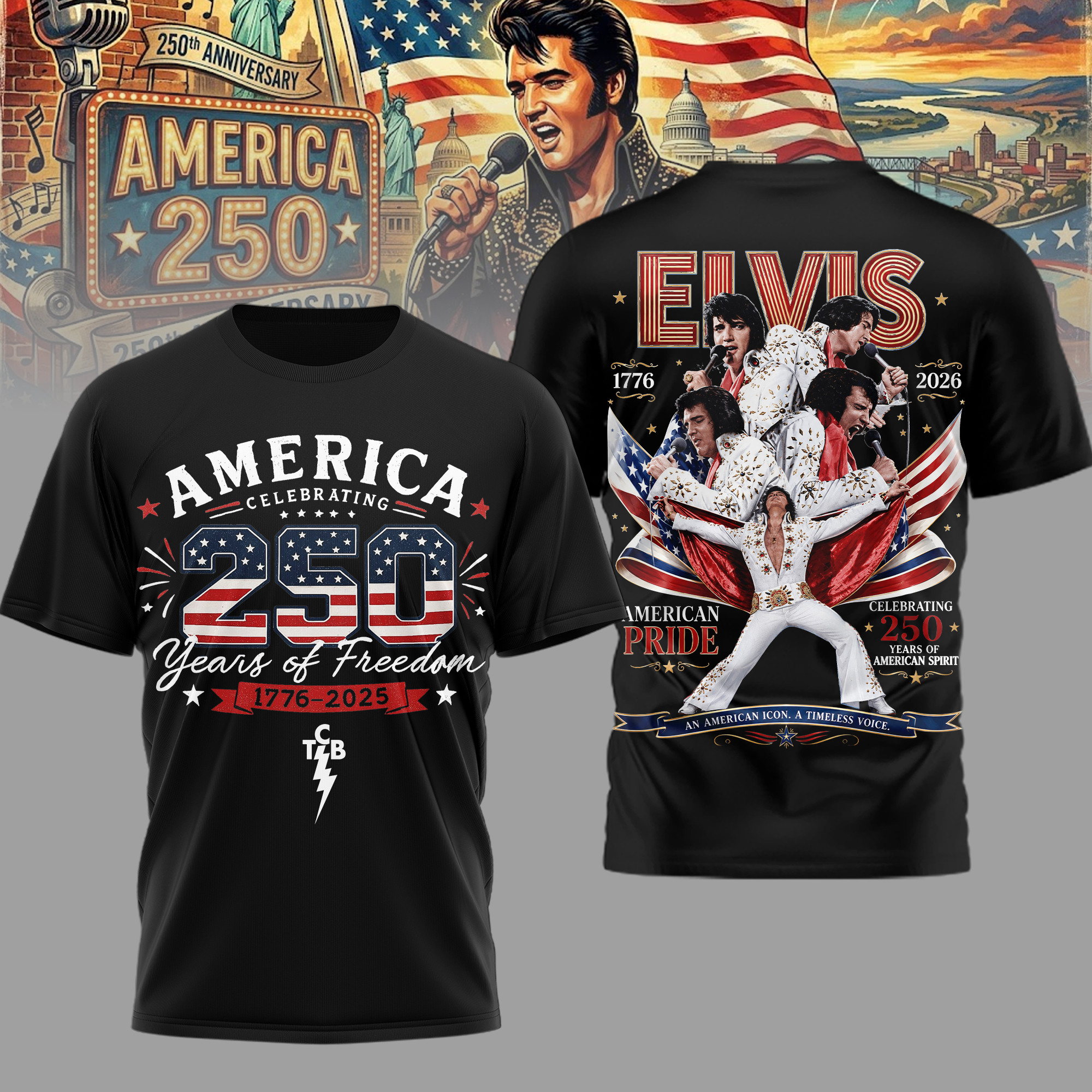 Elvis Presley All Over Print T-Shirt - 100% Polyester - Image 2