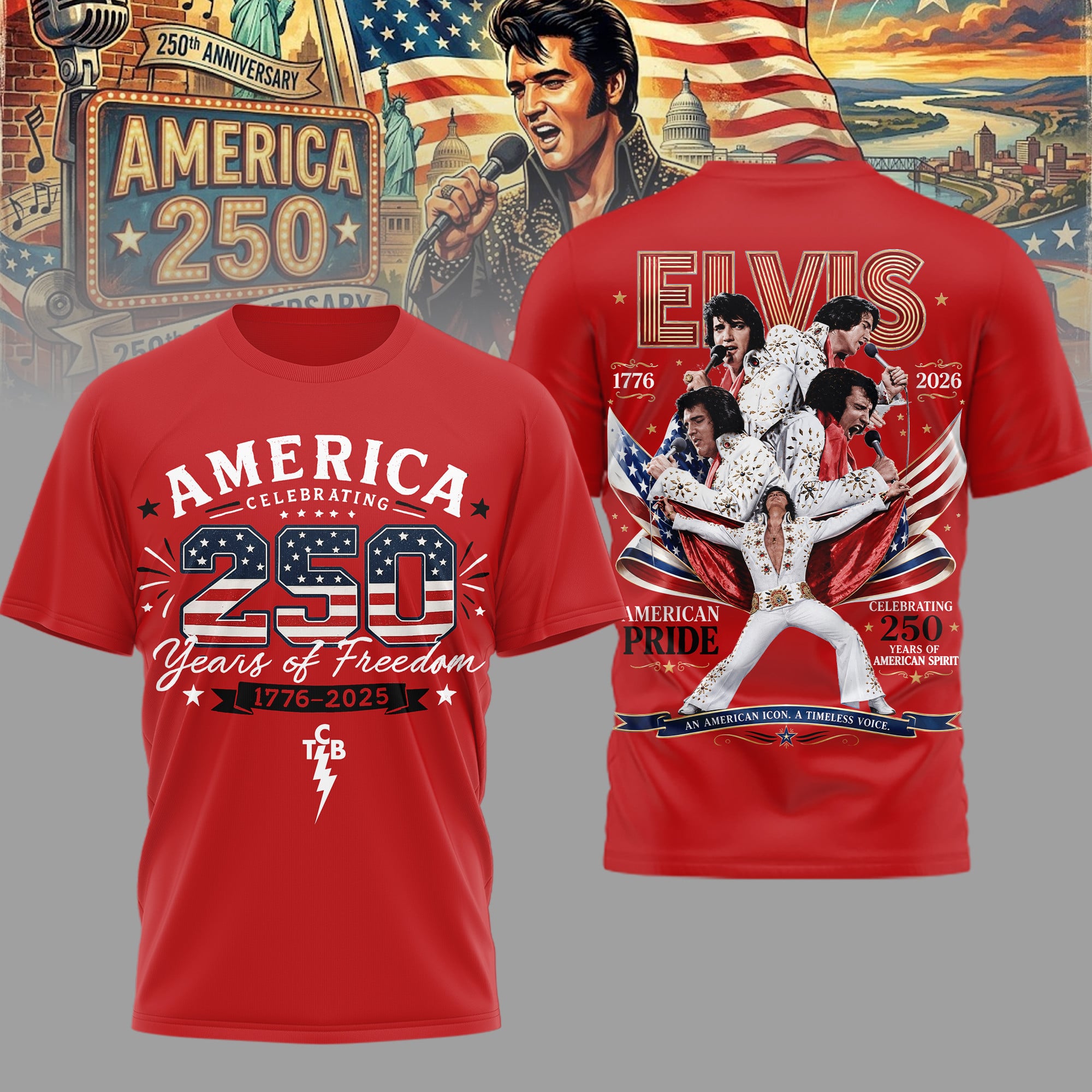 Elvis Presley All Over Print T-Shirt - 100% Polyester - Image 3
