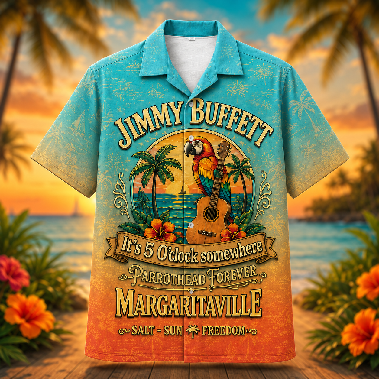 Jimmy Buffett Hawaiian Shirt for Men and Women – Polyester Spandex Blend