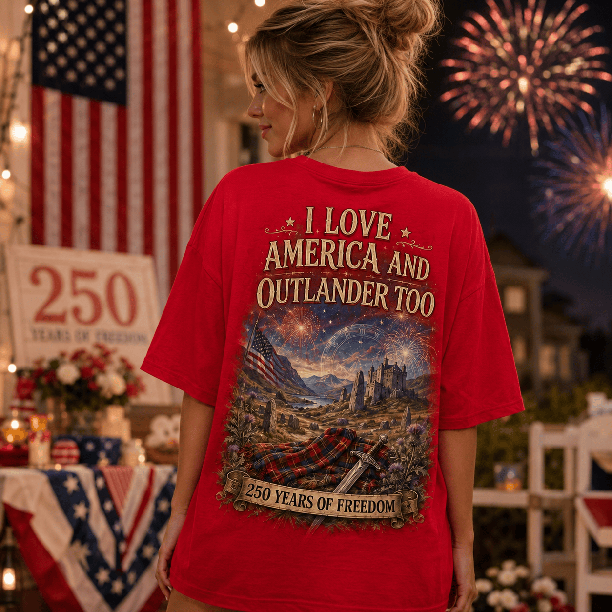 Outlander Premium OTL 250 Years Of Freedom 3D All-Over Print T-Shirt - Image 5