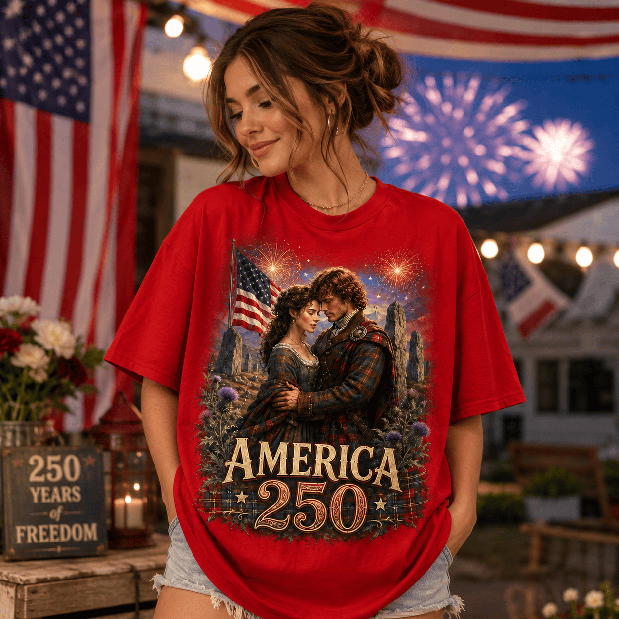 Outlander Premium OTL 250 Years Of Freedom 3D All-Over Print T-Shirt - Image 4