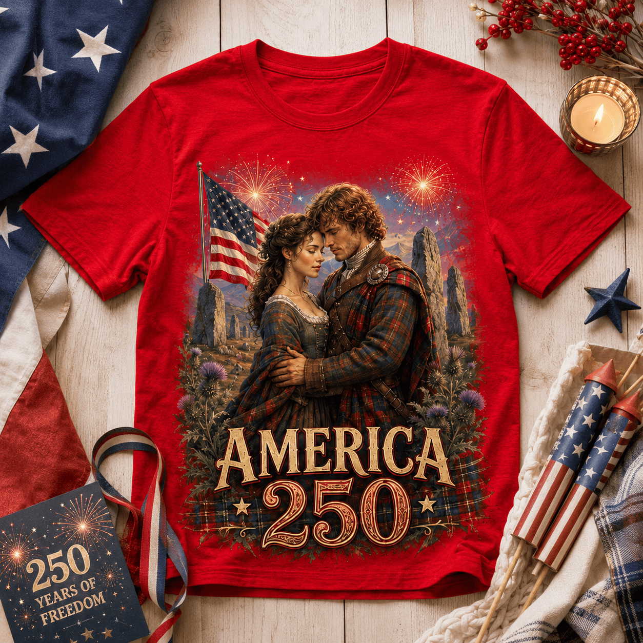 Outlander Premium OTL 250 Years Of Freedom 3D All-Over Print T-Shirt - Image 2
