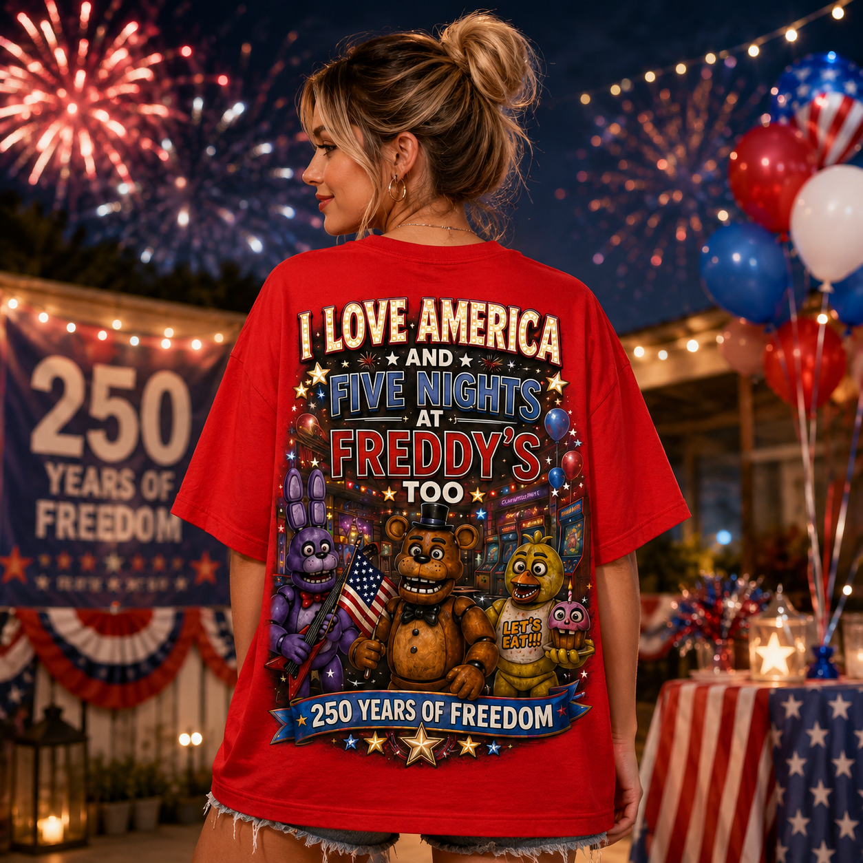 Five Nights at Freddy's 250 Years of Freedom T-Shirt - Premium Polyester Cotton Blend - Image 5