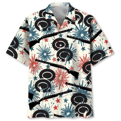 Vintage Clay Shooting Hawaiian Shirt - 100% Woven Polyester Short Sleeve