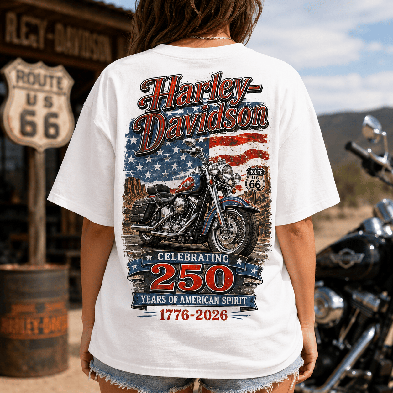 Harley Davidson Celebrate 250 Years of America 3D T-Shirt - Image 3