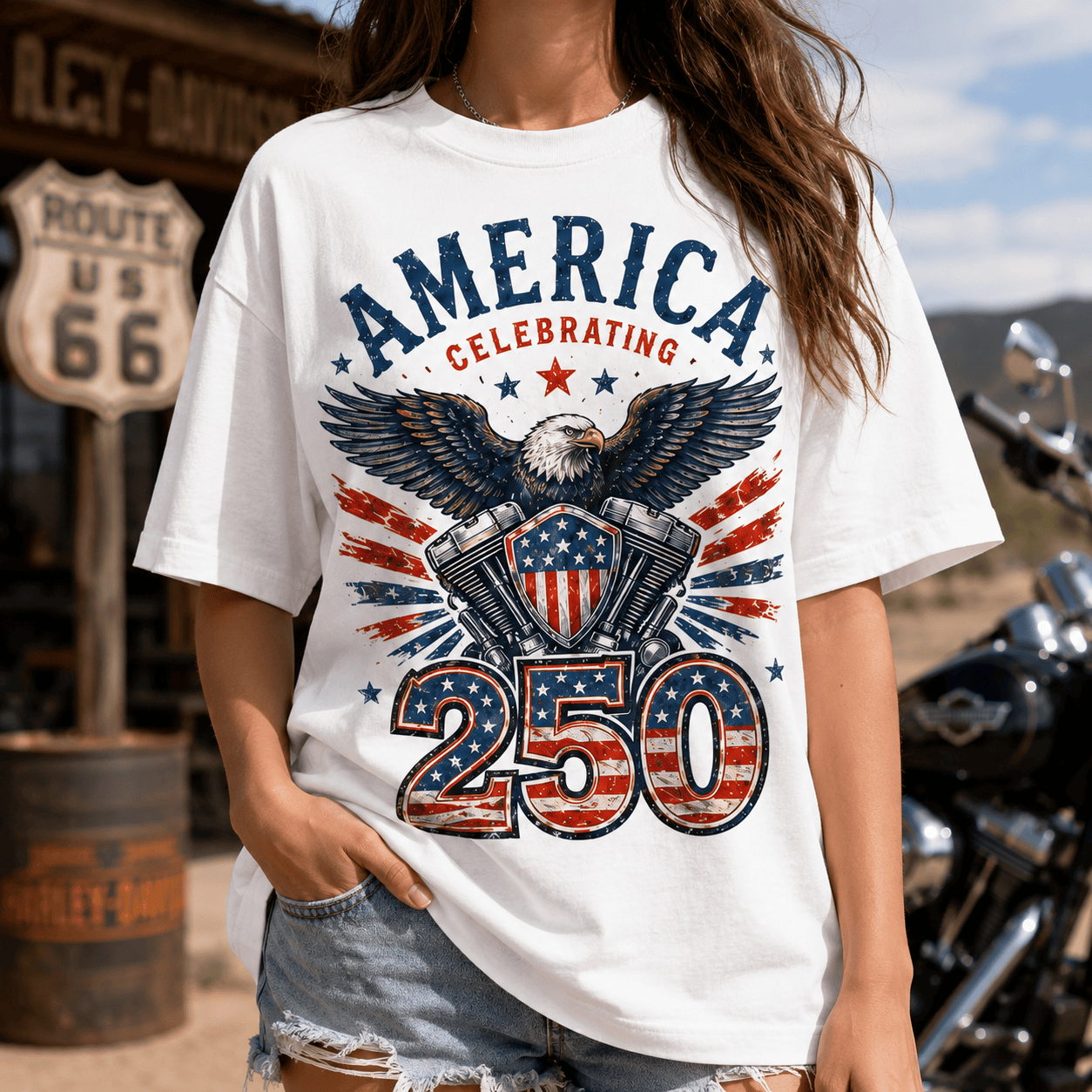 Harley Davidson Celebrate 250 Years of America 3D T-Shirt - Image 4