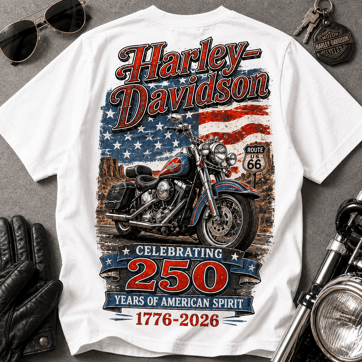 Harley Davidson Celebrate 250 Years of America 3D T-Shirt - Image 5