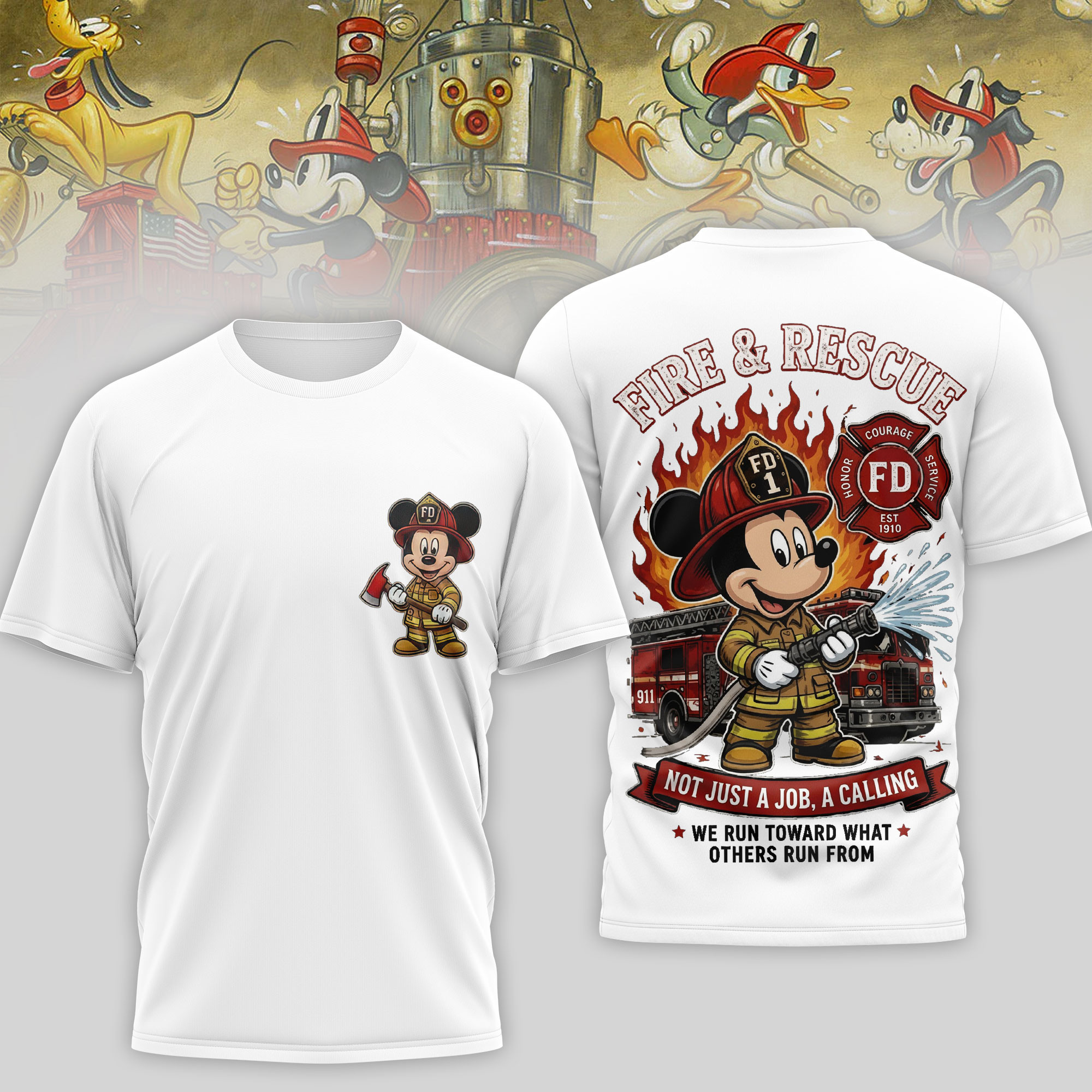 Mickey Mouse All-Over Print T-Shirt - 80% Polyester 20% Cotton