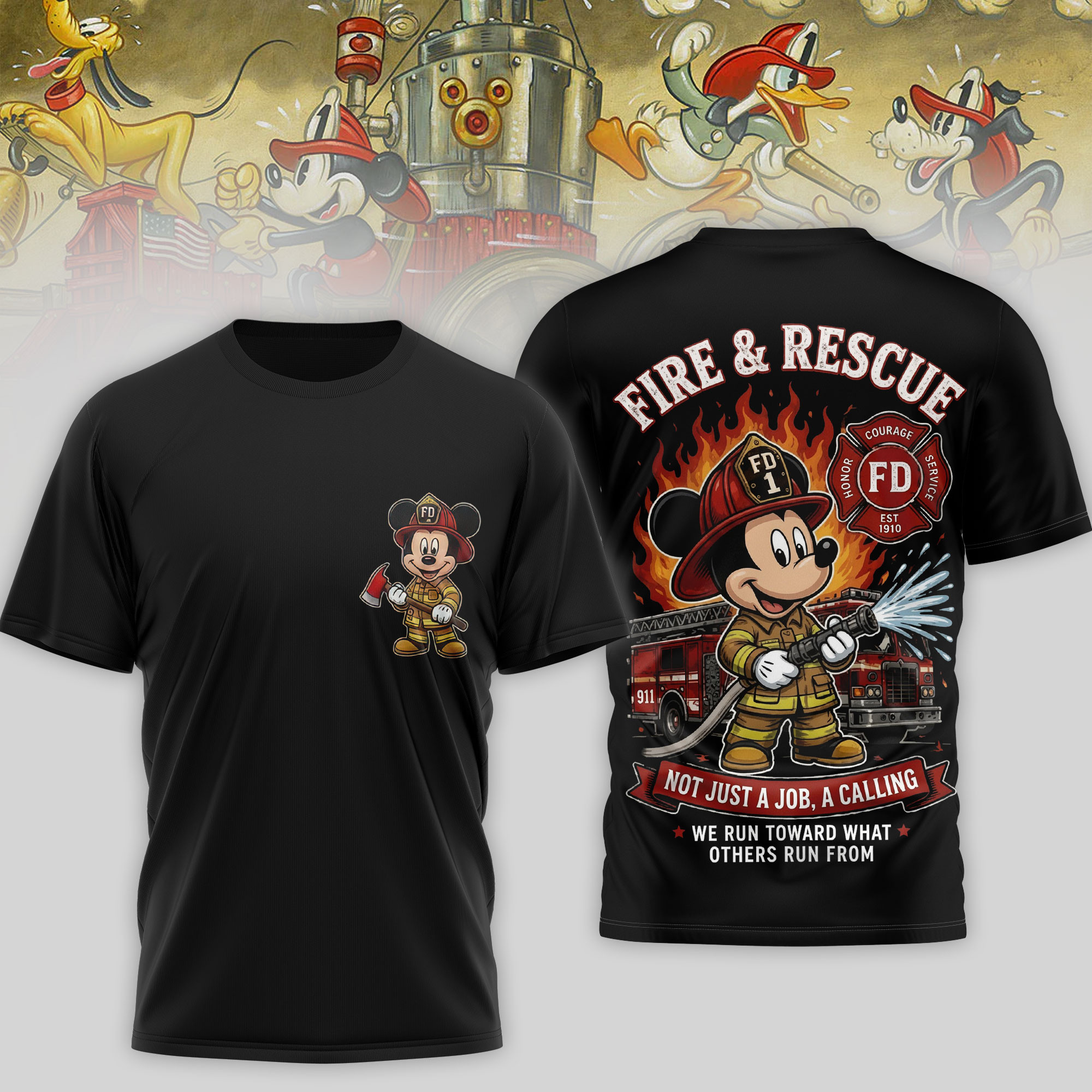 Mickey Mouse All-Over Print T-Shirt - 80% Polyester 20% Cotton - Image 3