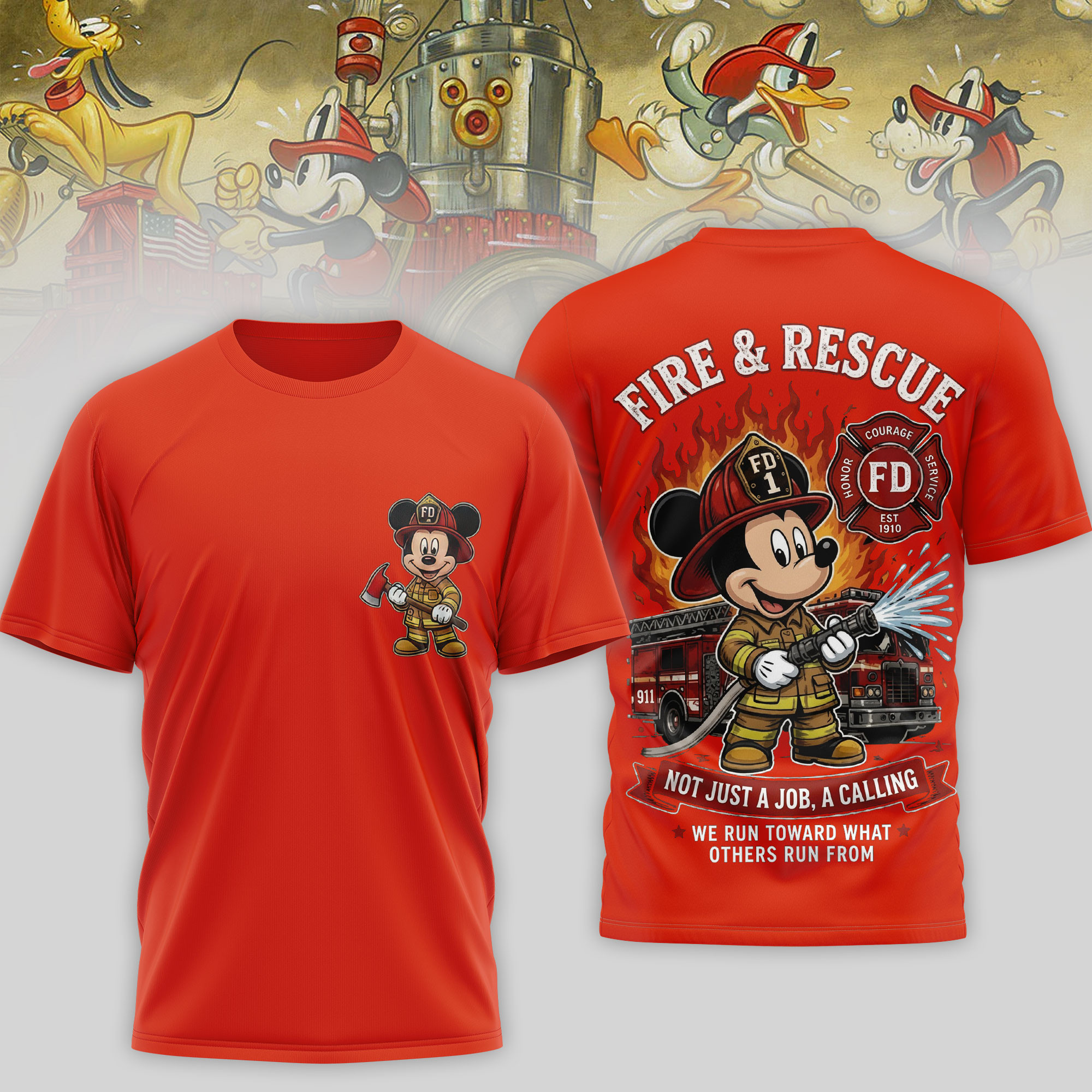 Mickey Mouse All-Over Print T-Shirt - 80% Polyester 20% Cotton - Image 2
