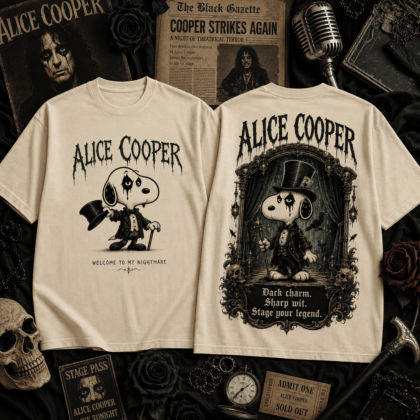 Alice Cooper Premium All-Over Print T-Shirt - 80% Polyester 20% Cotton