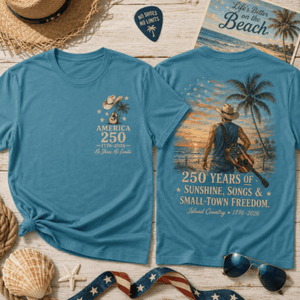 Kenny Chesney KNCN Founding 250 T-Shirt - All-Over Print, Polyester-Cotton Blend