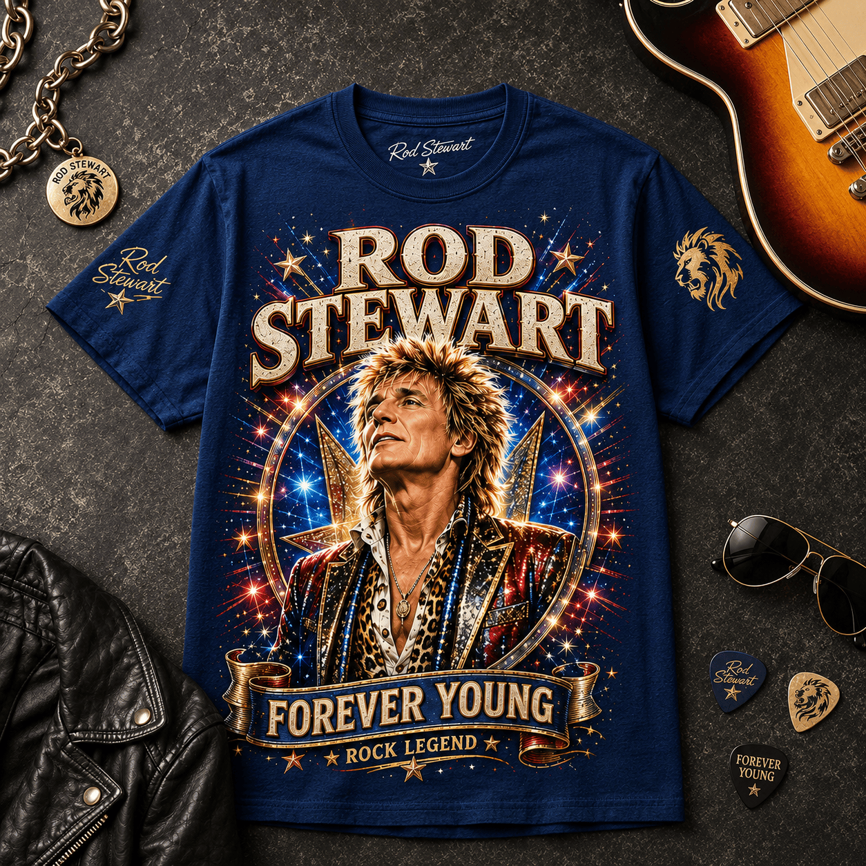 Rod Stewart Premium All-Over Print T-Shirt - 80% Polyester 20% Cotton - Image 2
