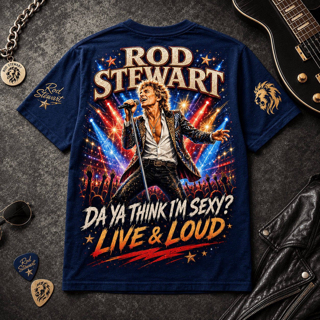 Rod Stewart Premium All-Over Print T-Shirt - 80% Polyester 20% Cotton - Image 3