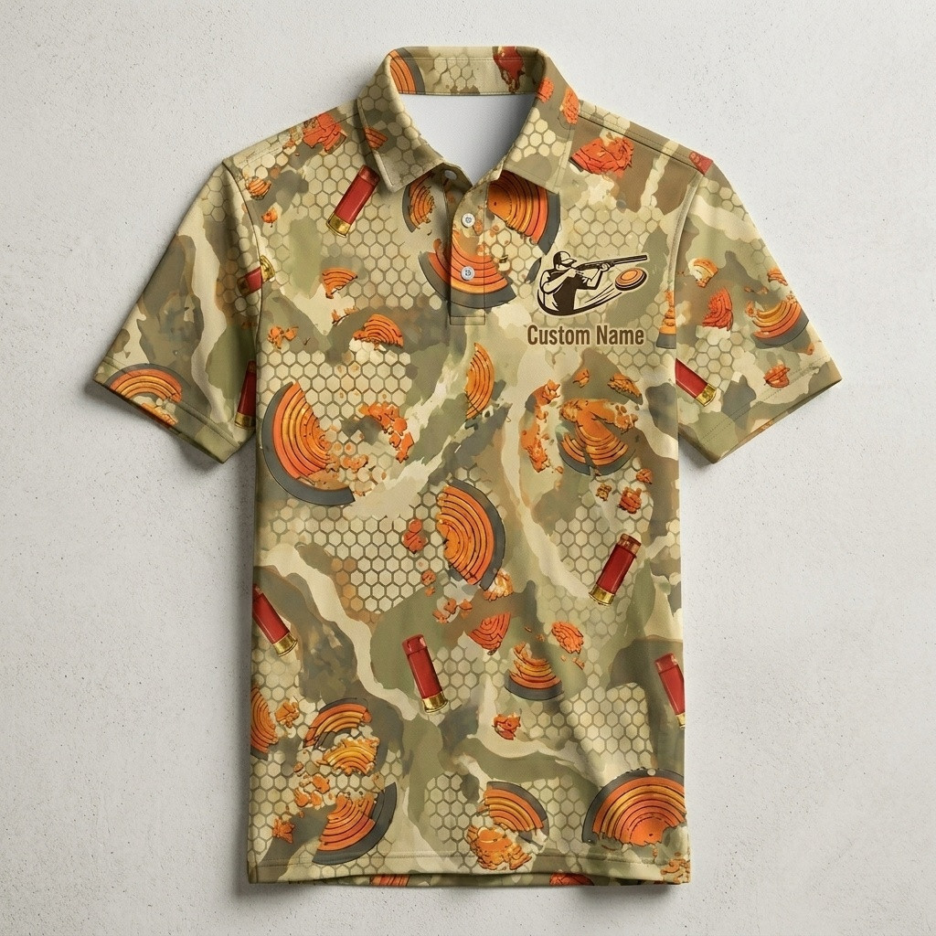 Clay Shooting Camouflage Polo Shirt for Men and Women - Image 4