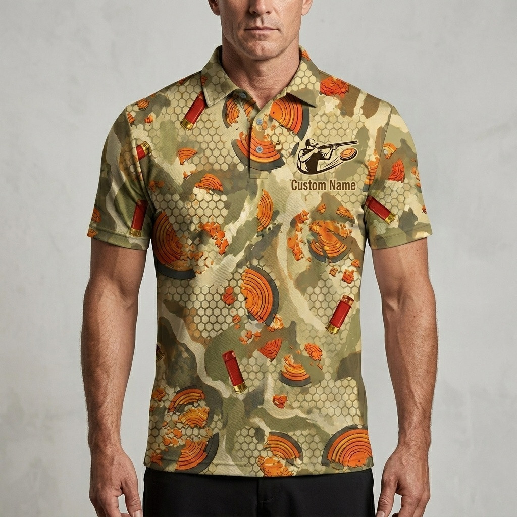 Clay Shooting Camouflage Polo Shirt for Men and Women - Image 5