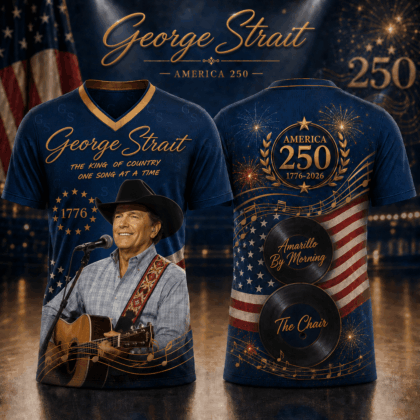 George Strait Premium America 250th Celebration V-Neck Shirt Black