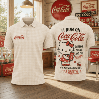 Coca Cola Lovers Retro 3D Graphic Polo Shirt
