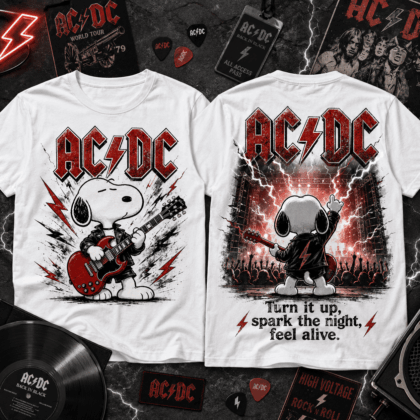 AC/DC All-Over Print T-Shirt - Premium Polyester Cotton Blend