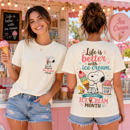 Snoopy Ice Cream All-Over Print T-Shirt for Men and Women