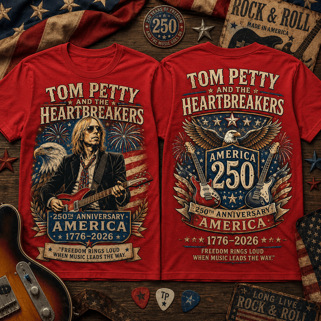 TPT America 250 3D Shirt - All-Over Print Polyester Cotton Blend T-Shirt