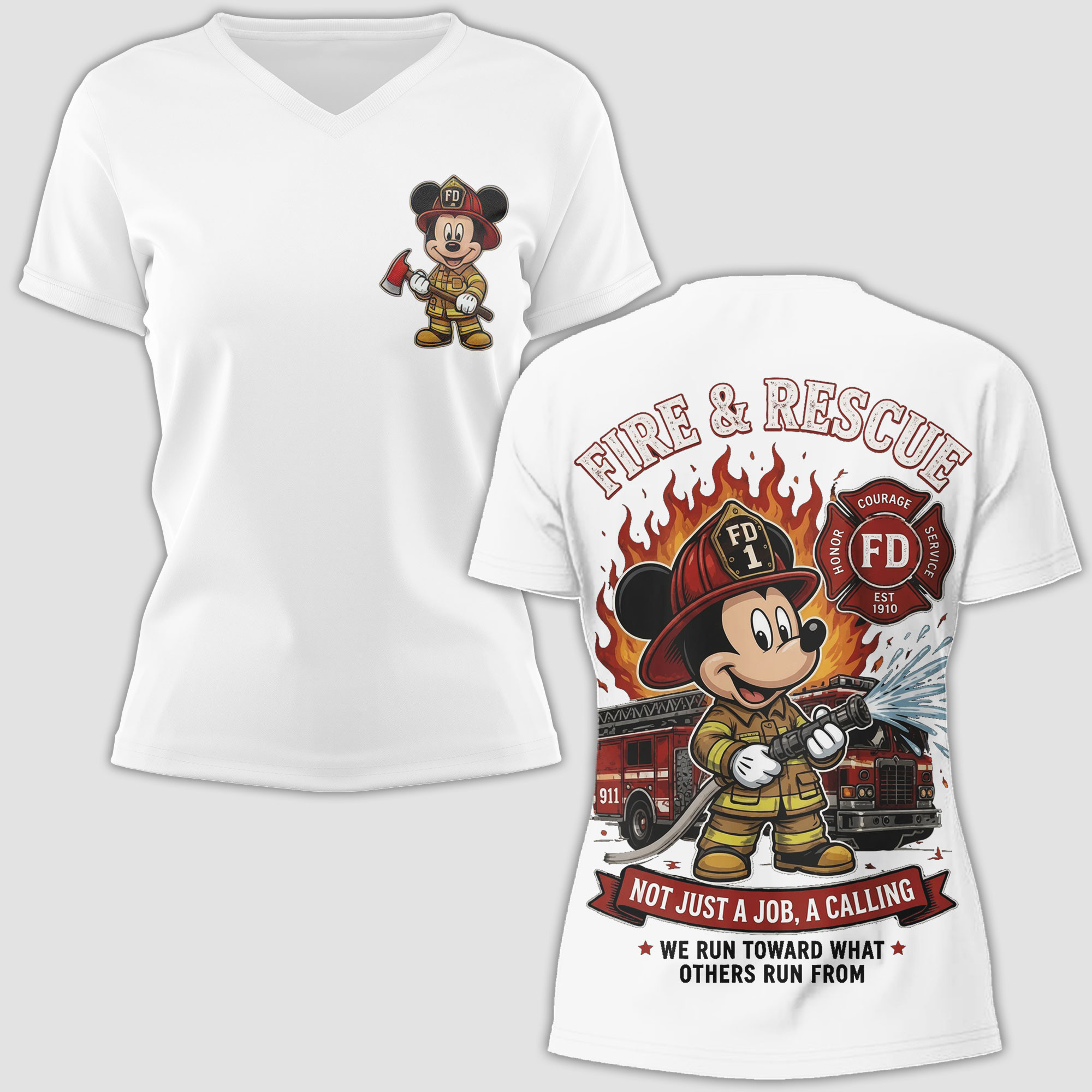 Mickey Mouse All-Over Print T-Shirt - 80% Polyester 20% Cotton - Image 4