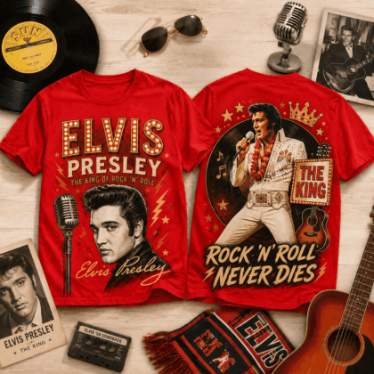 Elvis Presley All-Over Print T-Shirt - Premium 80% Polyester 20% Cotton
