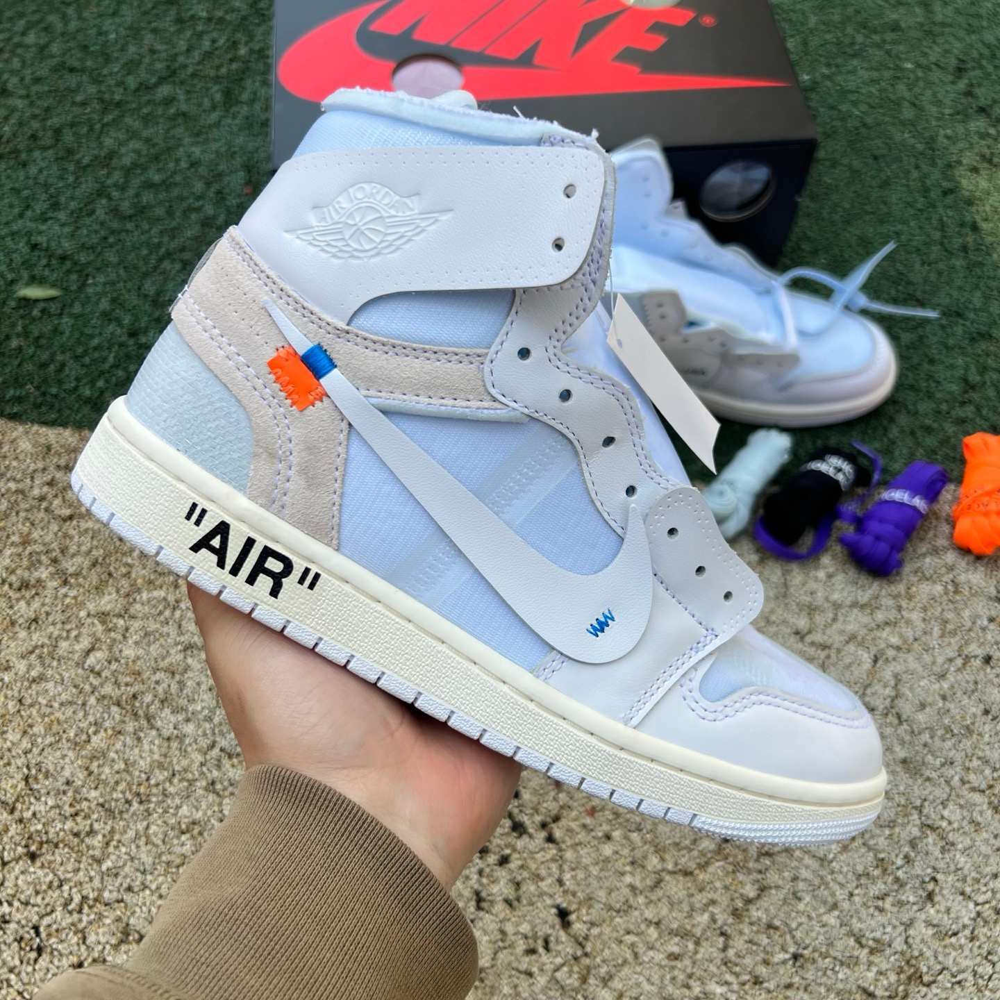 og aj1ow 2026 Off-White x Air Jordan 1 High OG "Alaska" AA3834-100 - Image 23