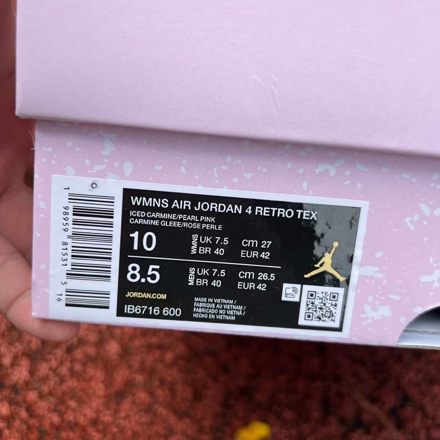 aj4 Nike Air Jordan 4 Retro lced Carmine IB6716-600 - Image 2