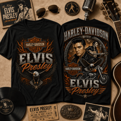 Harley Davidson 3D All-Over Print T-Shirt - Premium Polyester-Cotton Blend