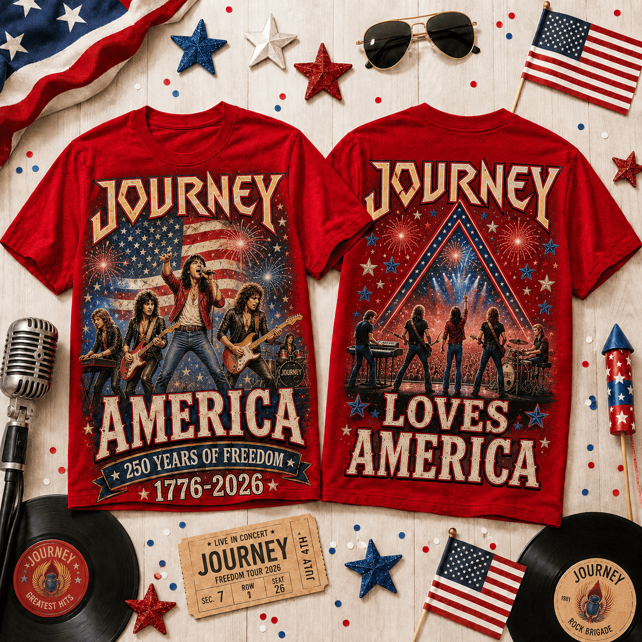JNY America 250 Years of Freedom Tribute T-Shirt, Polyester-Cotton Blend, Unisex