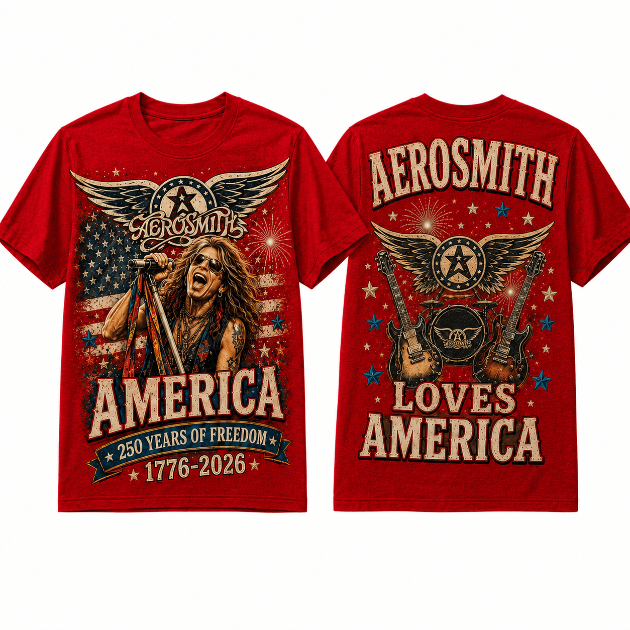AER America 250 Years of Freedom Tribute T-Shirt - All-Over Print, Polyester-Cotton Blend - Image 2