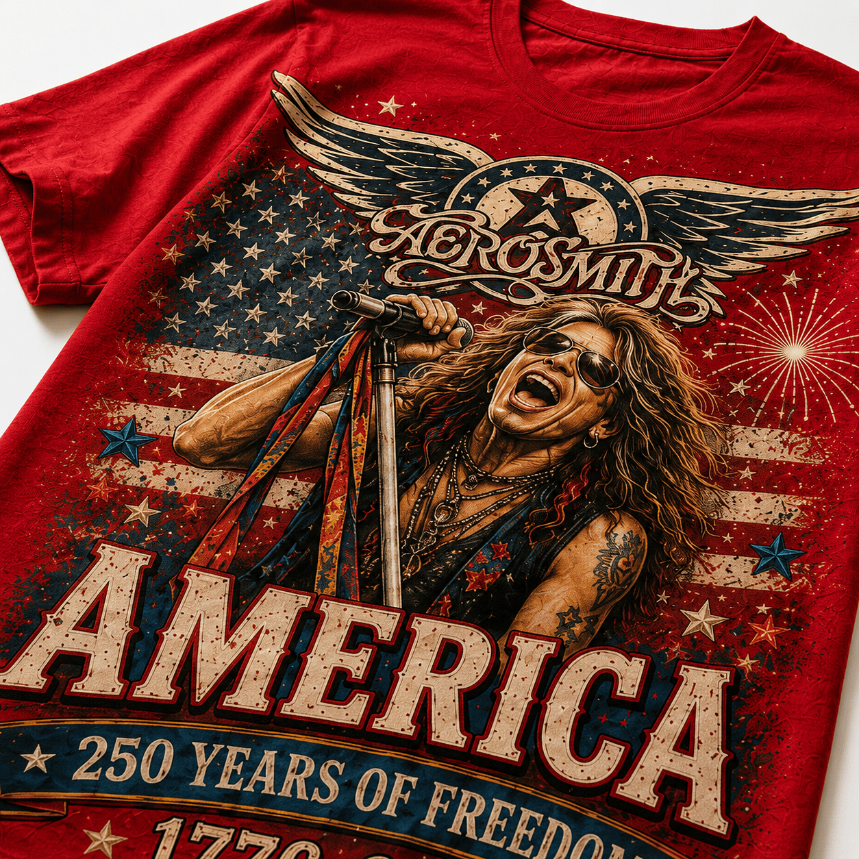 AER America 250 Years of Freedom Tribute T-Shirt - All-Over Print, Polyester-Cotton Blend - Image 5